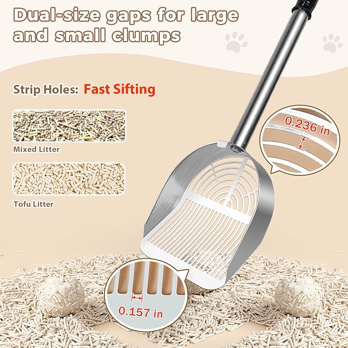 Cat Litter Scoop Deep Shovel, Detachable Long Handle Litter Scooper, Metal Cat - Image 4