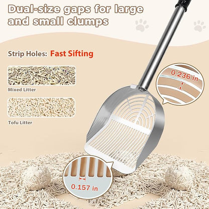 Cat Litter Scoop Deep Shovel, Detachable Long Handle Litter Scooper, Metal Cat - Image 4