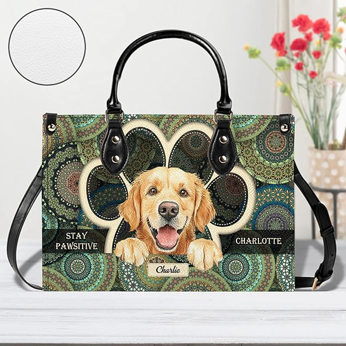 Personalized Pet Mom Leather Handbag – Custom Name Dog Cat Photo Purse - Image 9