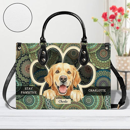 Personalized Pet Mom Leather Handbag – Custom Name Dog Cat Photo Purse - Image 9
