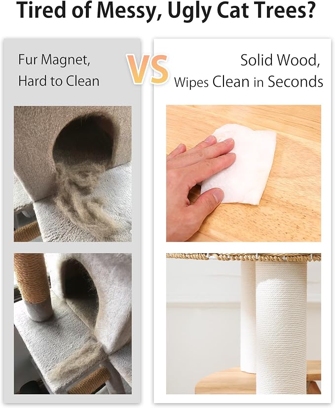 Wood Cat Tree for Large Cats, Modern Cat Tree Tower - Image 3