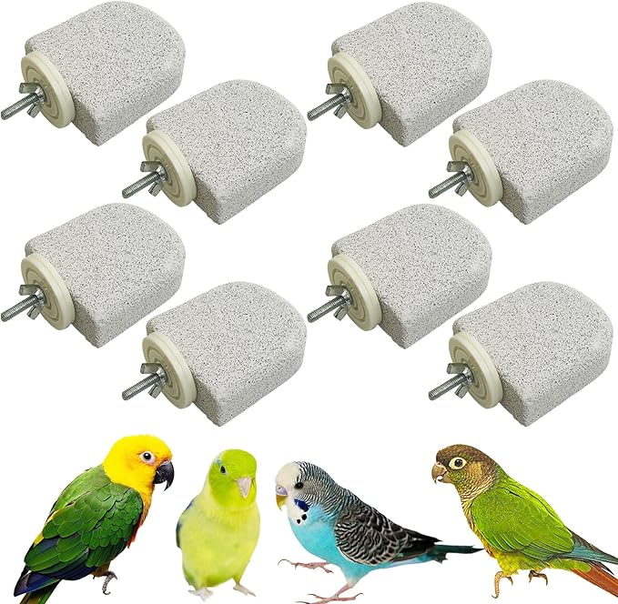 PINVNBY 8 PCS Bird Perch Bird Beak Grinding Stone Calcium Mineral Parrot Perch by PINVNBY