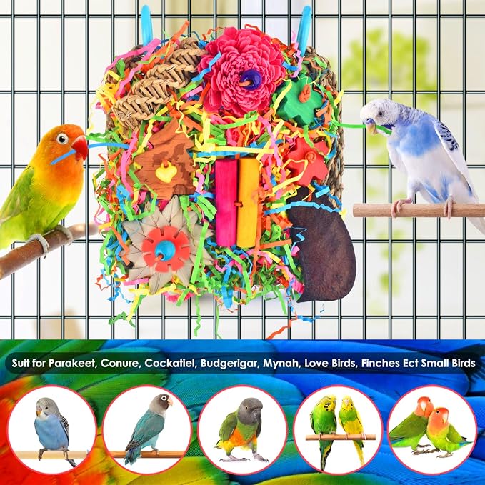 KATUMO Bird Toys, Parakeet Toys Bird Grass Mat Parrot Shredder Toys Lovebird - Image 7