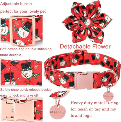 Christmas Dog Collar with Flower, Christmas Flower Collar - Image 3