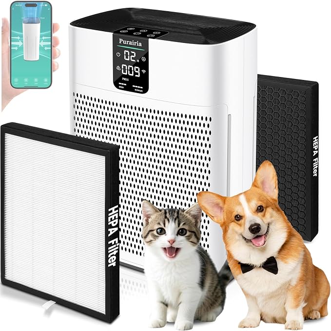 Air Purifier for Home Bedroom Large Room Up to 2400 Ft², HEPA Air Purifier 15dB by Purairia
