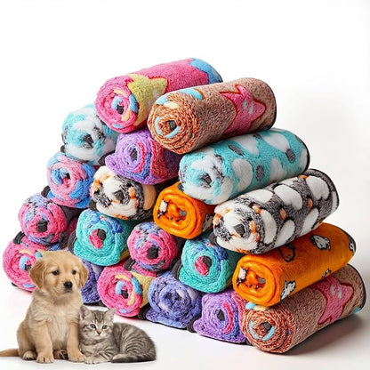 20 Pcs Puppy Blanket Bulk Soft Fluffy Flannel Pets Fleece Blankets by Unknown