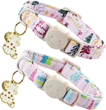 Elegant little tail 2 Pack Cat Collar- Christmas Cat Collars Breakaway by Elegantlittletail