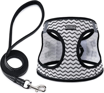 BOOMIBOO Dog Harness with Leash Set, No Pull Adjustable Reflective Step-in by BOOMIBOO