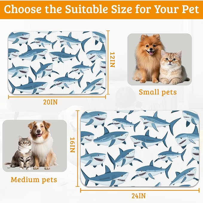 Shark Dog Food Mat, Wild Fish Absorbent Pet Feeding Mat - Image 6