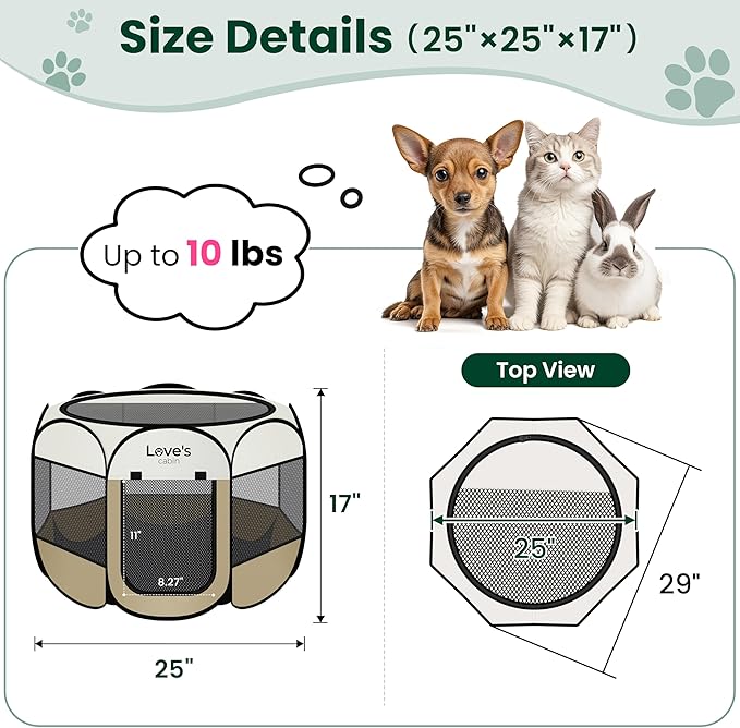 Love's cabin Pet Puppy Dog Playpen, Small Dog Tent Crates Cage Indoor/Outdoor - Image 3