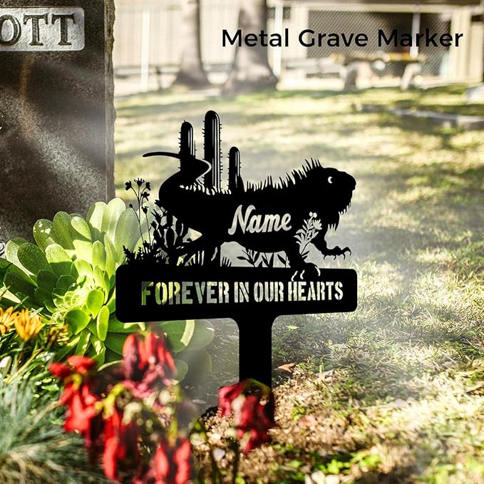 Personalized Bearded Dragon Memorial Metal Stake – Custom Lizard Pet Grave - Image 3