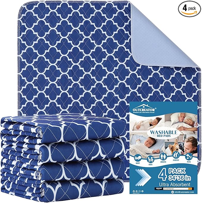 OUTCREATOR® Washable Bed Pads 34" x 36", Incontinence Mattress Protector by OUTCREATOR
