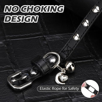 EXPAWLORER Leather Cat Collar for Girl Boy- Adjustable Pet Collar - Image 5