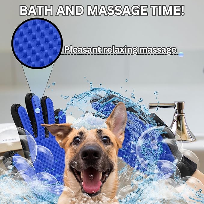 Pet Hair Remover Glove – Blue, Reusable Grooming Glove - Image 4