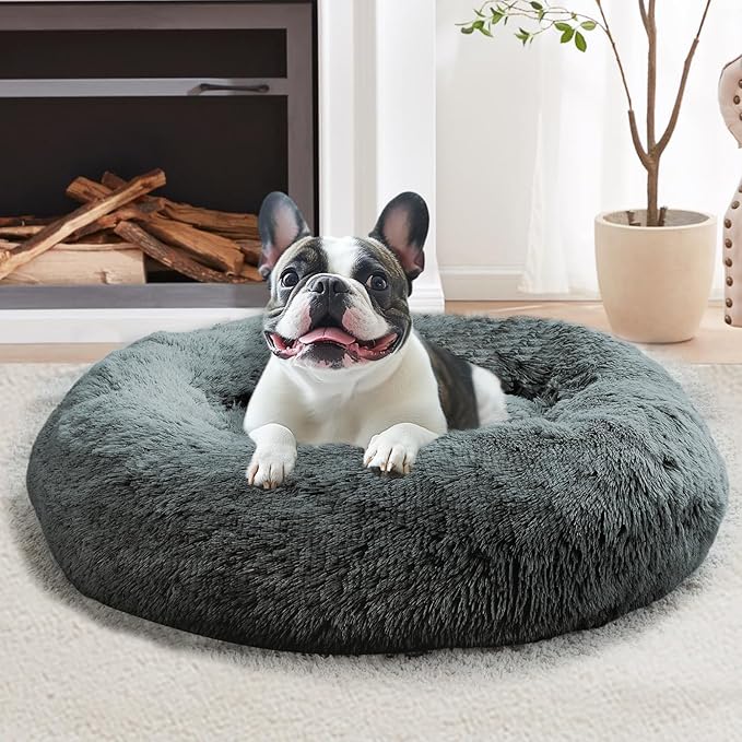 JOLLYVOGUE Calming Dog Bed Medium Size Dog, Anti-Anxiety Donut Medium Pet Bed by JOLLYVOGUE