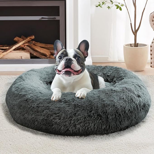 JOLLYVOGUE Calming Dog Bed Large Size Dog, Anti-Anxiety Donut Large Pet Bed by JOLLYVOGUE