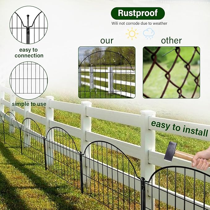 6 Panels No Dig Decorative Garden Fence, 25in x 12.2ft Animal Barrier Fencing - Image 5