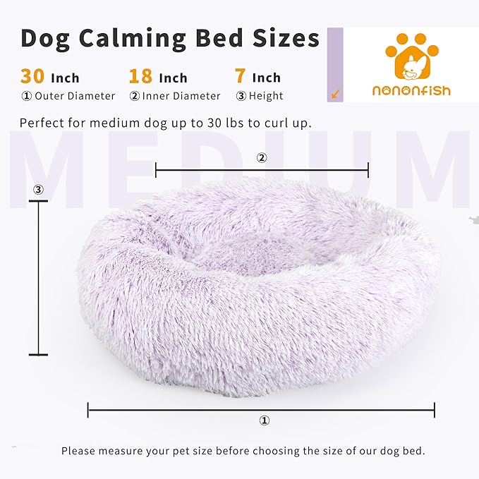 Calming Dog Bed for Medium Dogs Washable Donut 30 inches Anti-Slip Pet Bed - Image 2