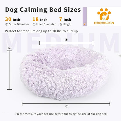 Calming Dog Bed for Medium Dogs Washable Donut 30 inches Anti-Slip Pet Bed - Image 2