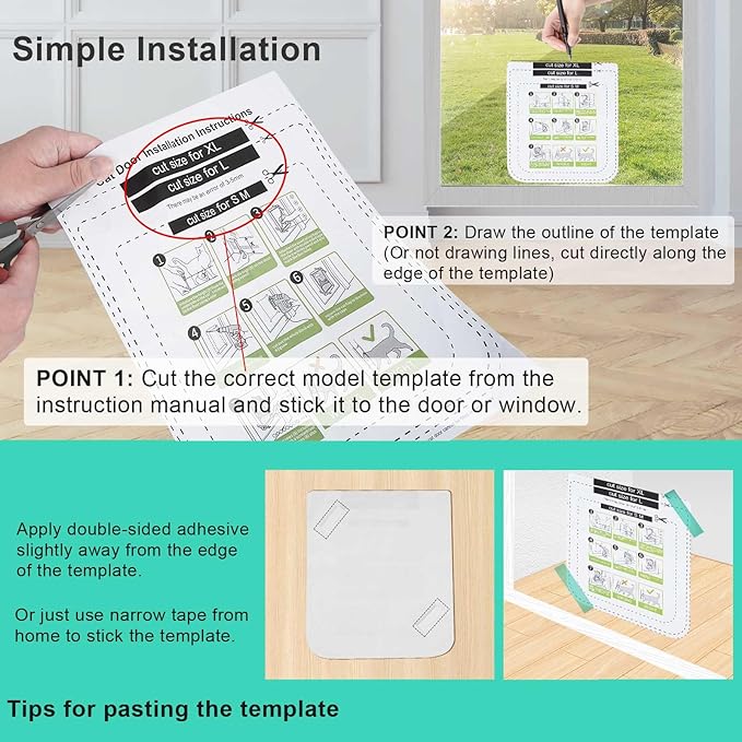 Cat Door for Windows, Pet Doors and Sliding Door, Safety Pet Door - Image 7