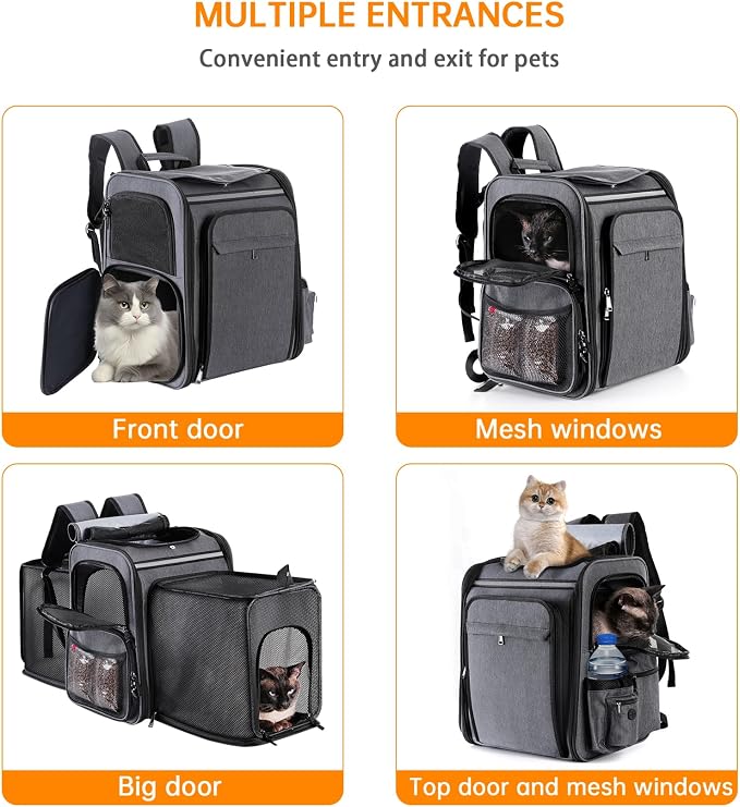 Cat Backpack Carrier, Double Side Expandable Cat Carrier Backpack, Dog Carrier - Image 3