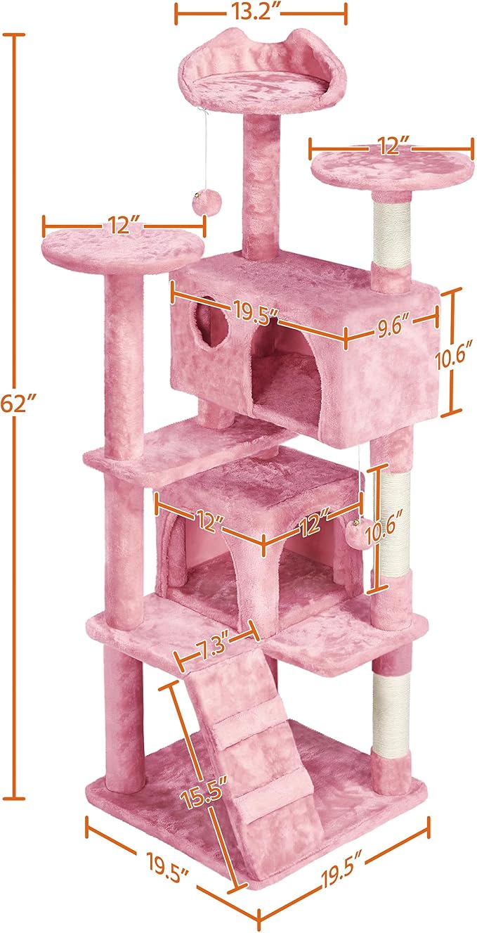 Yaheetech 62in Cat Tree Tower for Indoor Cats, Kitten Furniture - Image 3