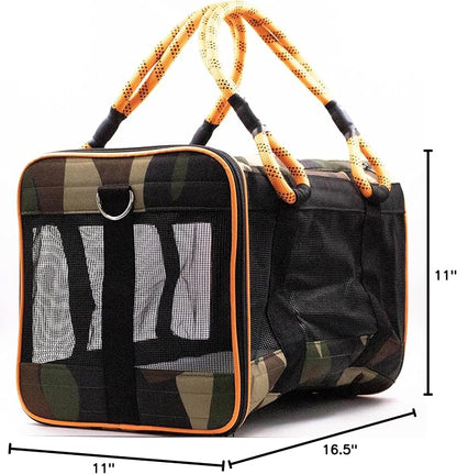 Buddy's Best Airline Approved Pet Carrier – Army Camo & Orange - Image 7