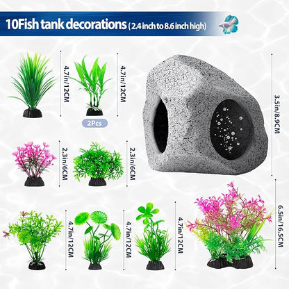 CousDUoBe 10Pcs Aquarium Hideaway Rock Cave Fish Tank Decorations quarium - Image 4