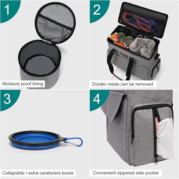 Modoker Dog Travel Bag, Weekend Pet Travel Set - Image 3