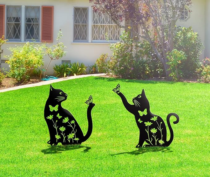 Metal Cat Garden Decor for Outside, Rust Proof Steel Kitten Decor for Kitty - Image 7