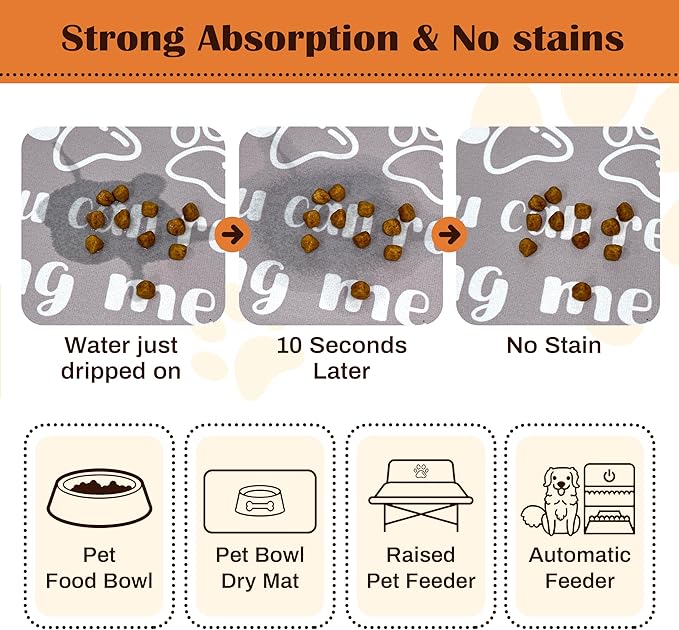 Pet Feeding Mat for Floors Waterproof Dog Mat for Food and Water Absorbent - Image 2