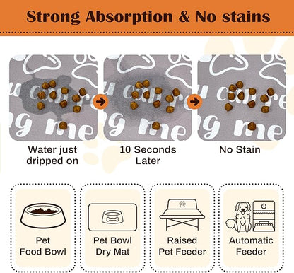 Pet Feeding Mat for Floors Waterproof Dog Mat for Food and Water Absorbent - Image 2