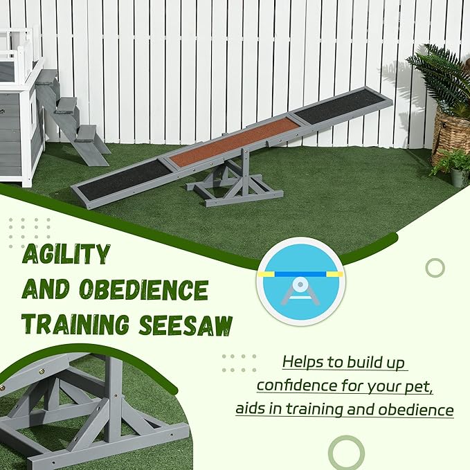 PawHut Wooden Dog Agility Seesaw - Image 6