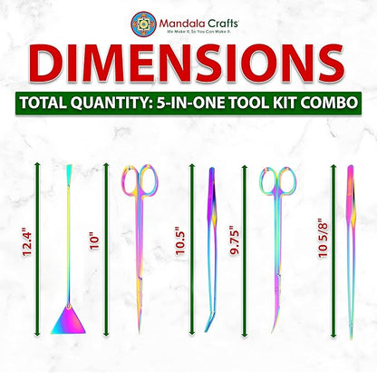 Mandala Crafts Rainbow Stainless Steel Aquascaping Tools Kit – Aquarium Plant - Image 3