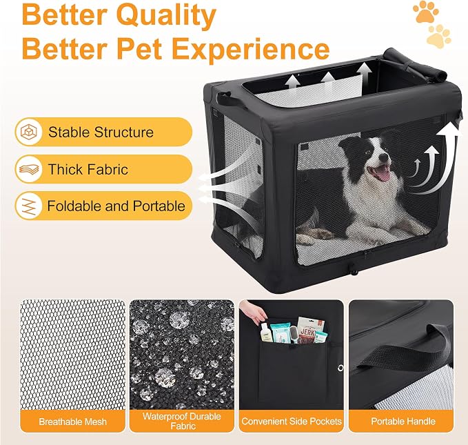 Dog Travel Crate 36 Inch, Portable Soft-Sided Travel Carriers - Image 5