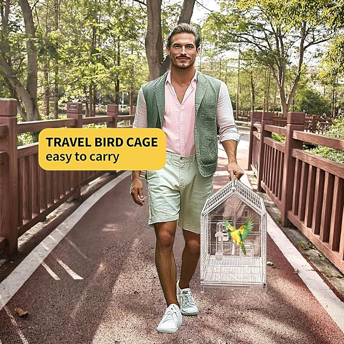 20.5 inch Small Bird Cage, Parrot Cage, Portable Bird Carrier, Travel Carrier - Image 6