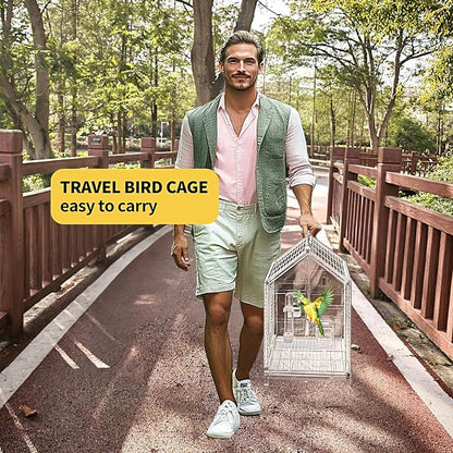 20.5 inch Small Bird Cage, Parrot Cage, Portable Bird Carrier, Travel Carrier - Image 6