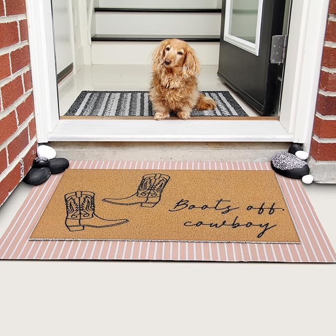 Tinideya 2 Pcs Door Mat Welcome Non Slip Coir Mats Floor Layering Doormats - Image 4