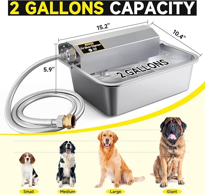 Automatic Dog Water Dispenser, 2 Gallons 304 Stainless Steel Large Dog Water - Image 3