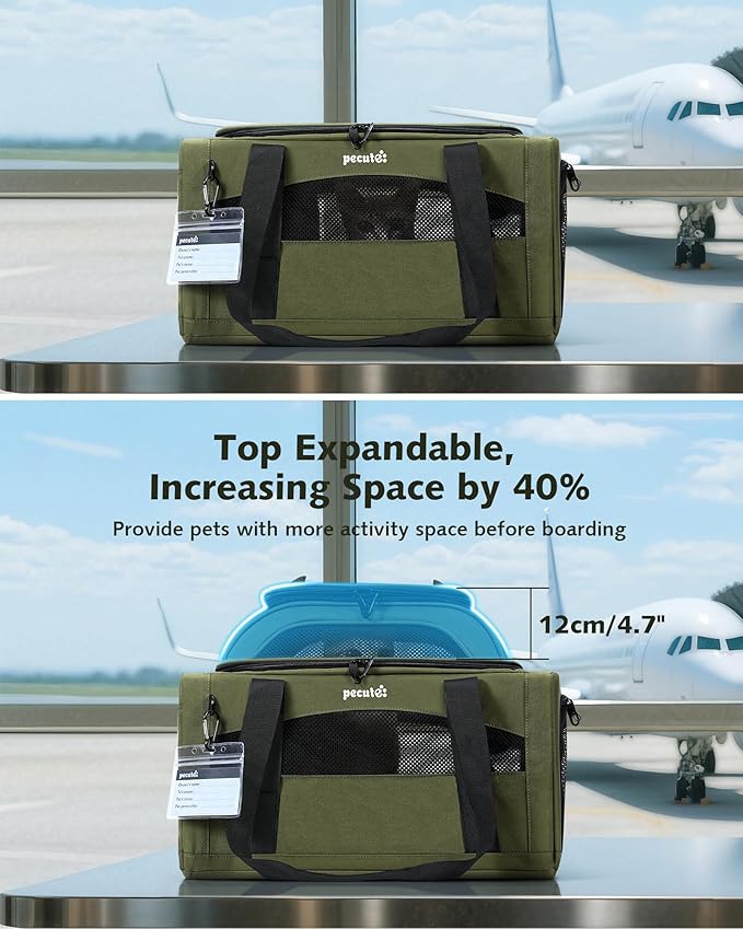 Pecute Expandable Pet Carrier Airline Approved Dog Cat Carrier, Breathable - Image 3