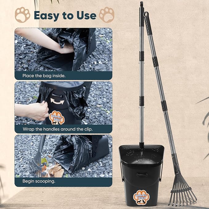 Stainless Steel Dog Pooper Scooper, 20 Waste Bags - Image 4