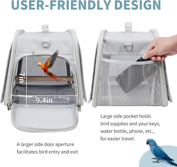 Small Bird Carrier Bag, Portable Travel Parrot Parakeet Carrier Cage - Image 5
