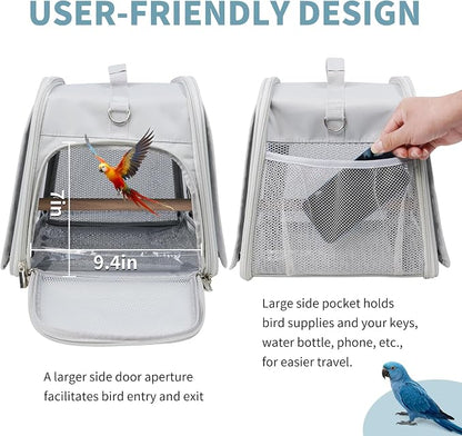 Small Bird Carrier Bag, Portable Travel Parrot Parakeet Carrier Cage - Image 5
