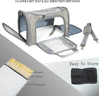 Soft Sided Carrier for Small Medium Cats Dogs, Removable Pad Collapsible Travel - Image 2