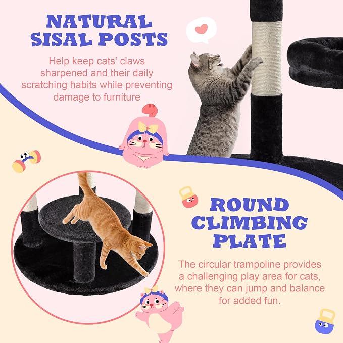 Allewie 55.5 in Cat Tree for Indoor Kitties/Soft Plush Perches/Multi-Level Cat - Image 5