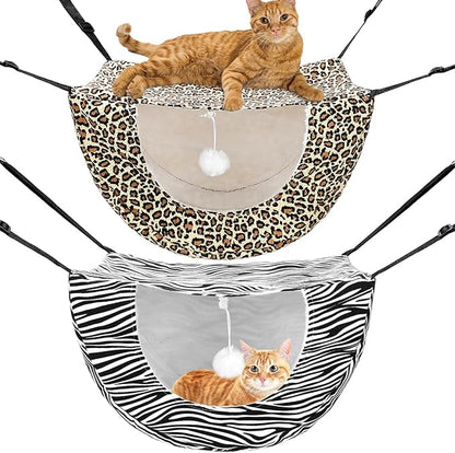 Unittype 2 Pieces Cat Cage Hammock Hanging Pet Bed Double Layer Soft Plush by Unittype