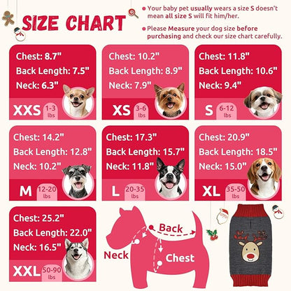 Dog Christmas Sweater Xmas Pet Clothes Cute Gray Reindeer Holiday Puppy Cat - Image 6