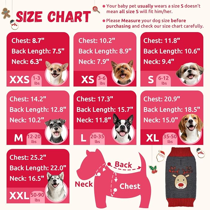 Dog Christmas Sweater Xmas Pet Clothes Cute Gray Reindeer Holiday Puppy Cat - Image 6