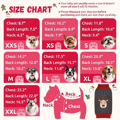 Dog Christmas Sweater Xmas Pet Clothes Cute Gray Reindeer Holiday Puppy Cat - Image 6