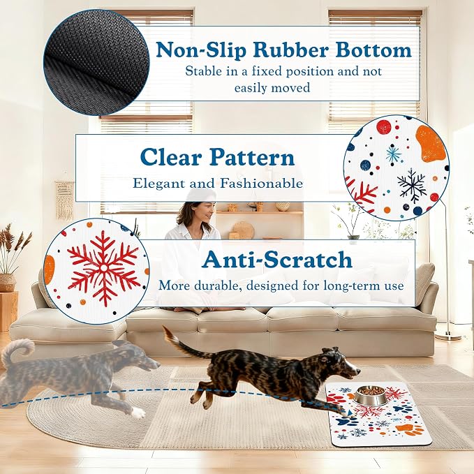 Chirstmas Snowflake Paw Pet Food Mat - Image 4